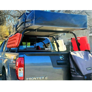 Frontier 19 Inch Bed Bar Pair with Roof Top Tent and Mounting Plates Heavy Metal Off-Road