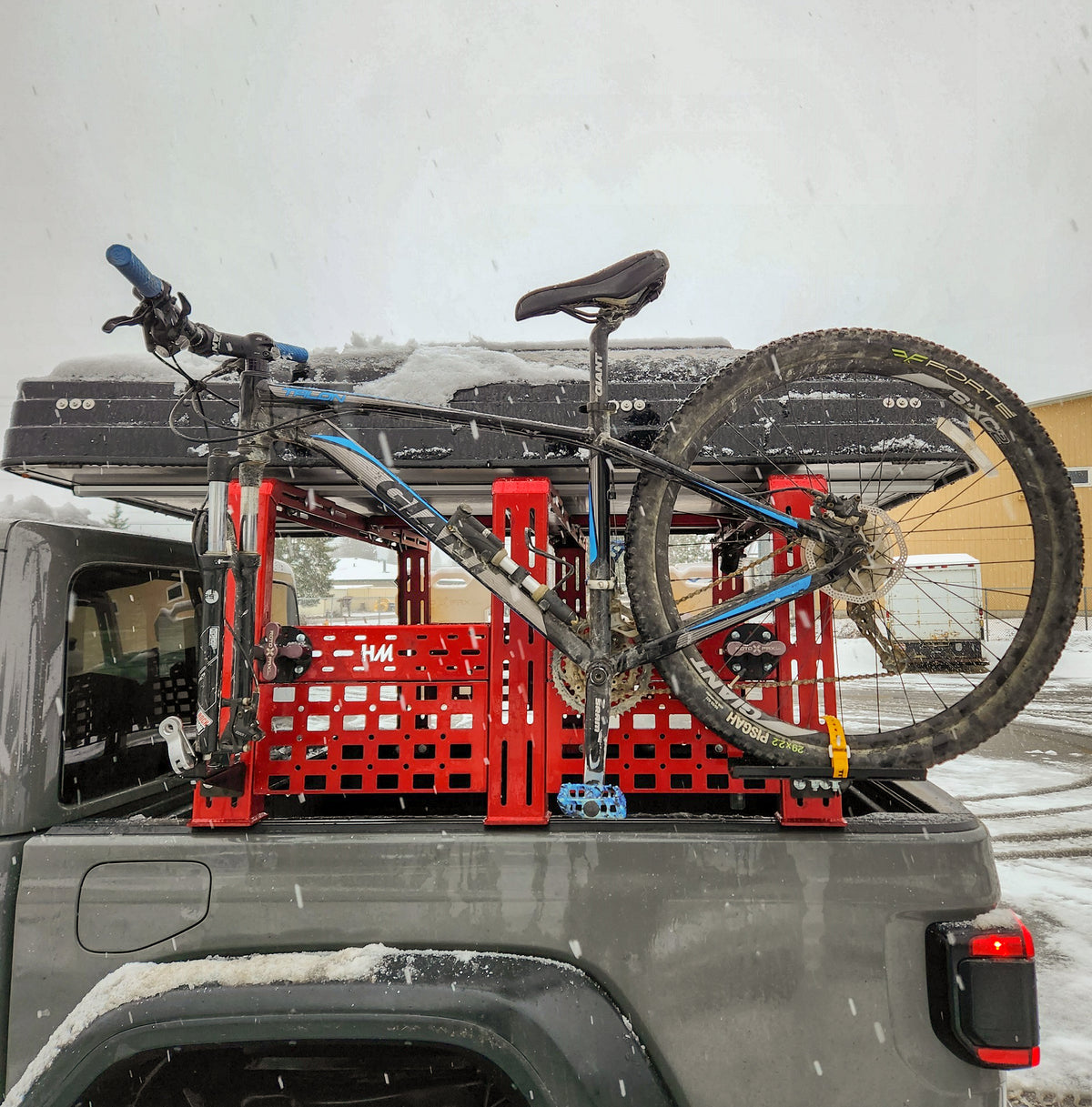 HMOR ROCK-IT Bike Mount securing mountain bike to rack MOLLE panel