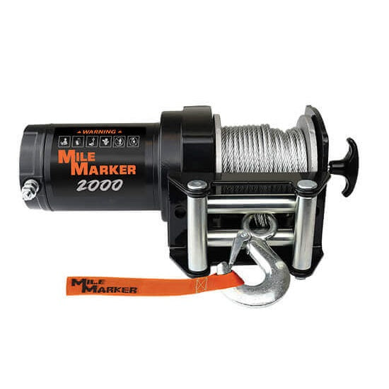 Mile Marker 2000 lb utility winch shown on a white background