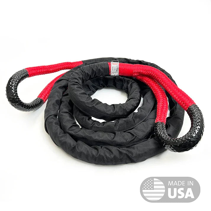 Black and red Trail Rope coiled with looped ends