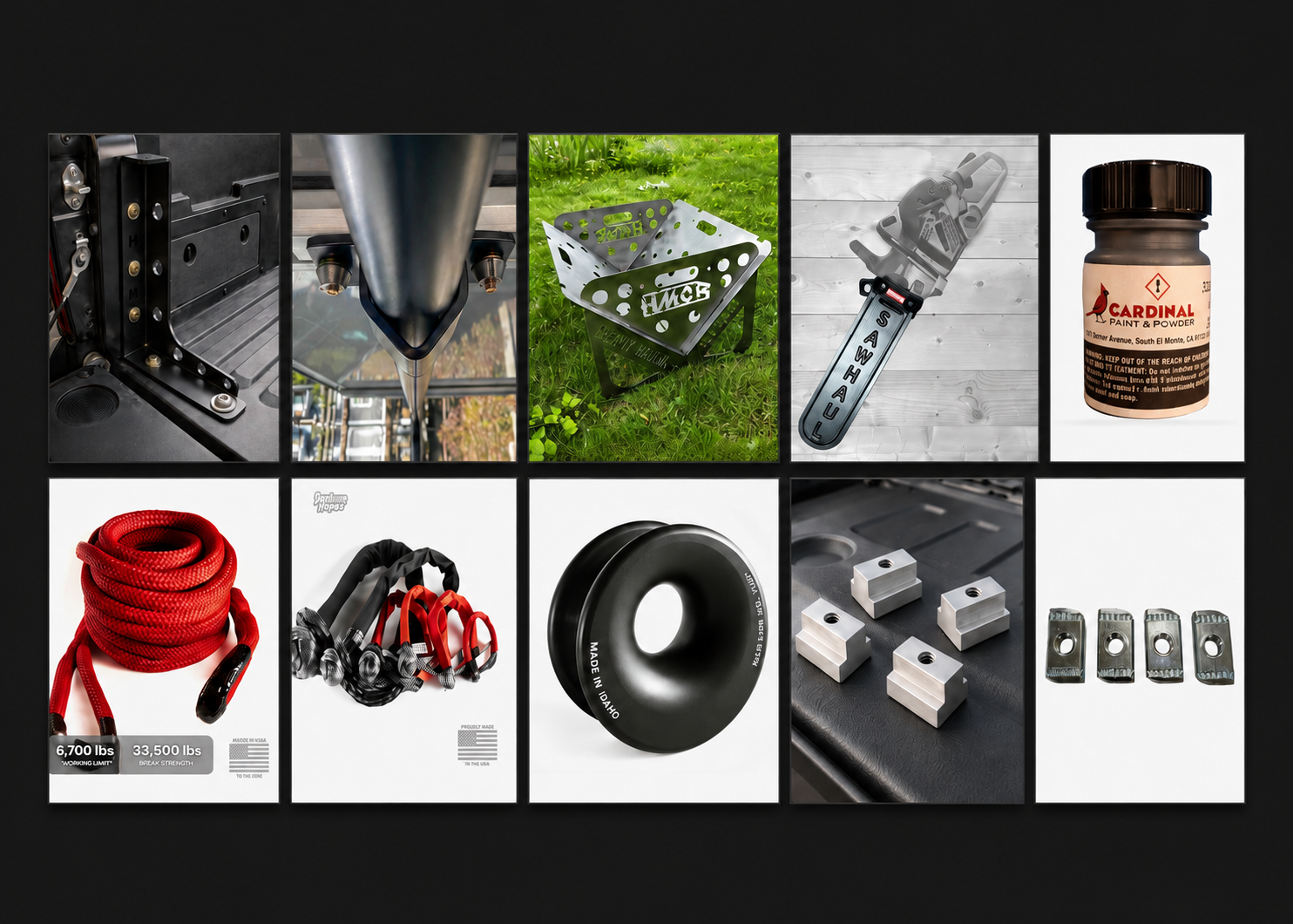 Heavy Metal Off-Road accessories including recovery gear, storage products and mounting hardware