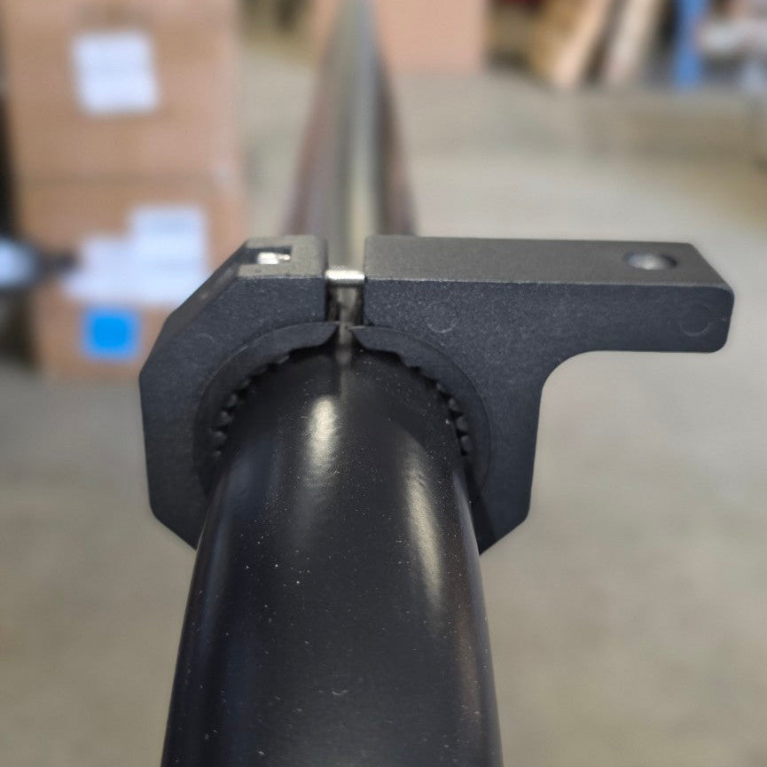 HMOR bolt-on round tube accessory mount showing clamp and accessory mounting boss