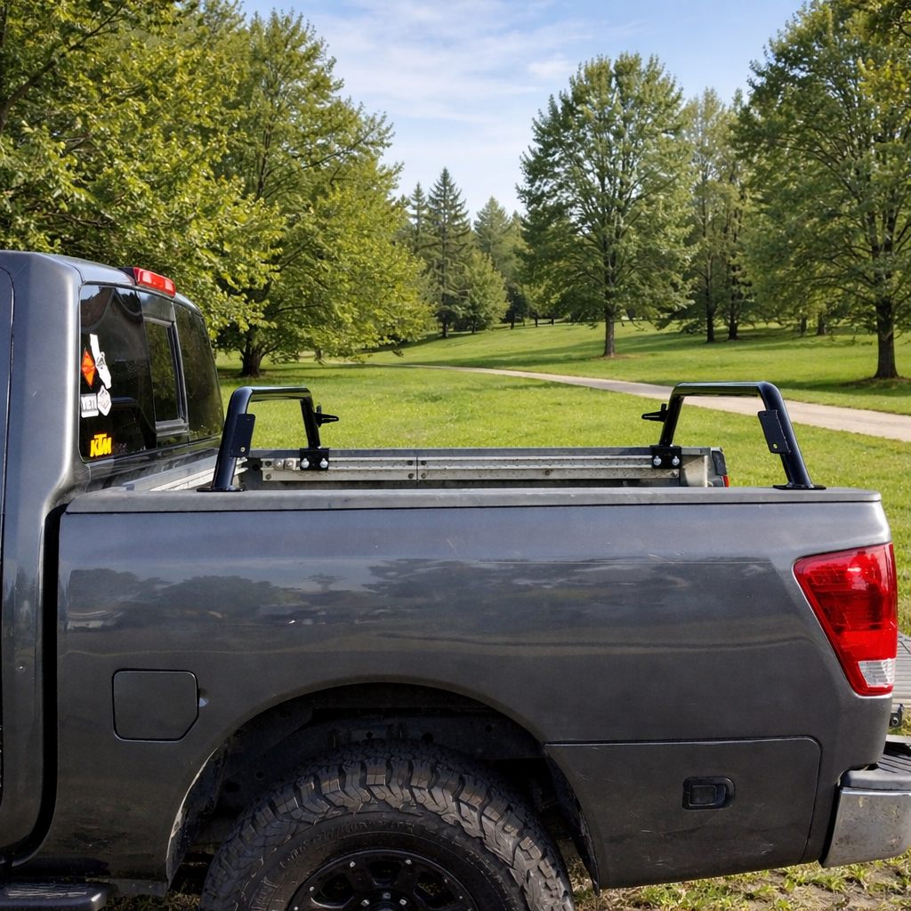 2004-2015 Nissan Titan Bed Bars 9 Inch CAD Render View 1 HMOR